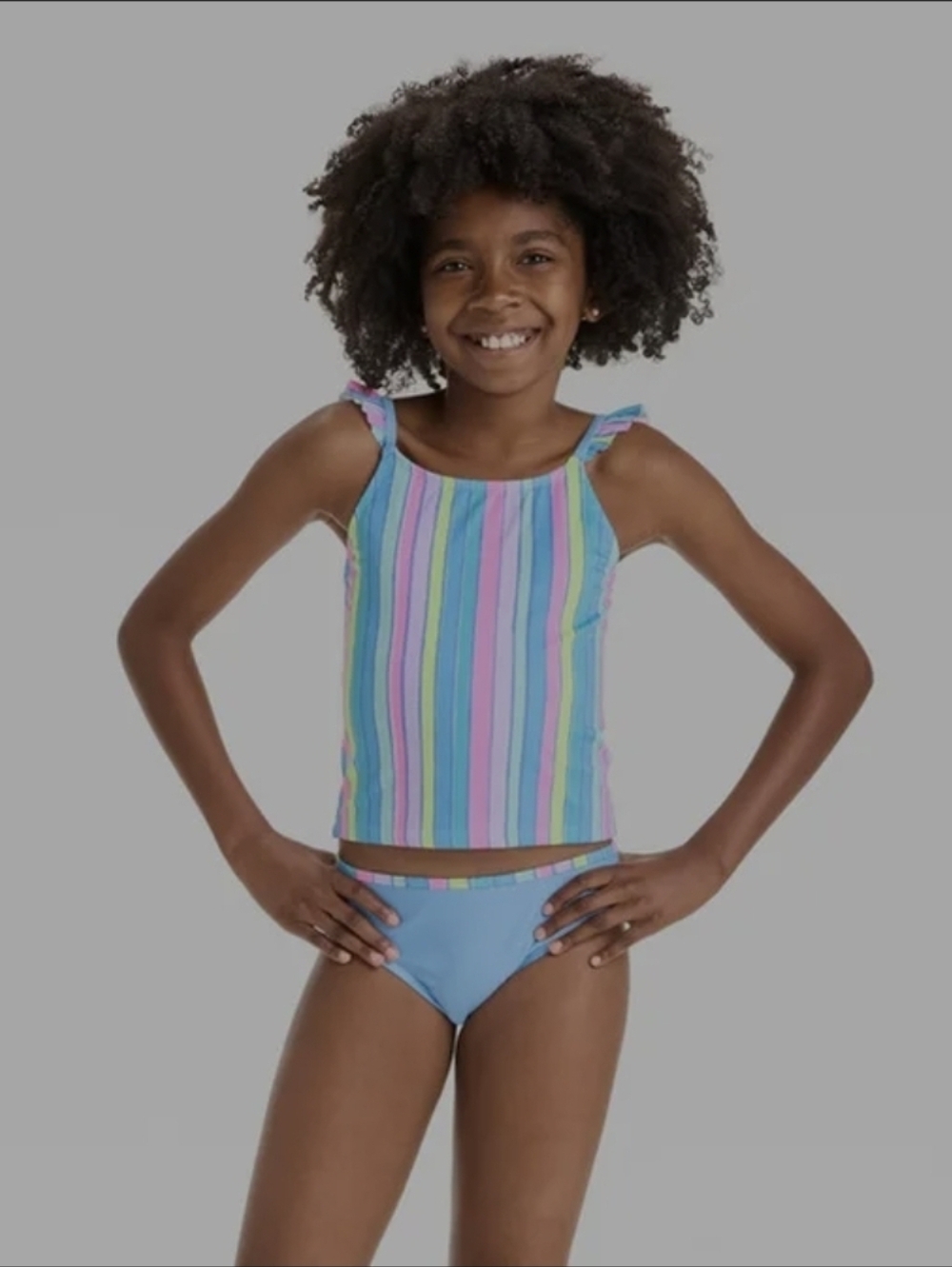 Cat & Jack Girls Striped Tankini Set in Blue, Pink, Green, Purple